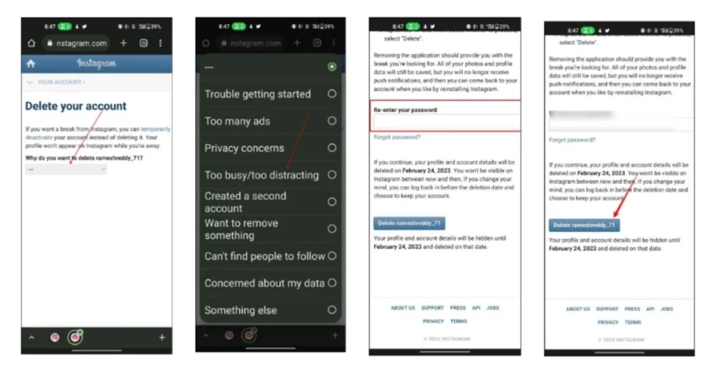 How to delete the Instagram account permanently